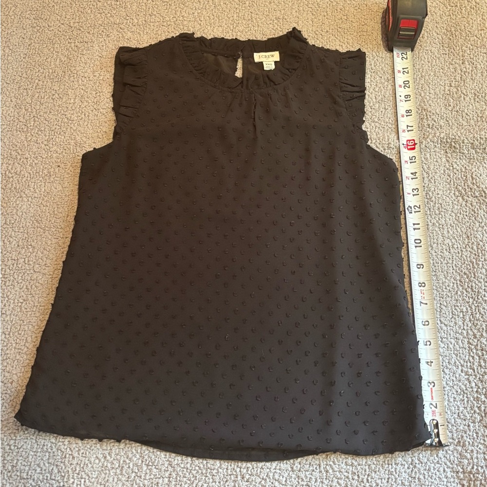 Sweet J. Crew Black Ruffled Clip Dot Blouse - Picture 4 of 8